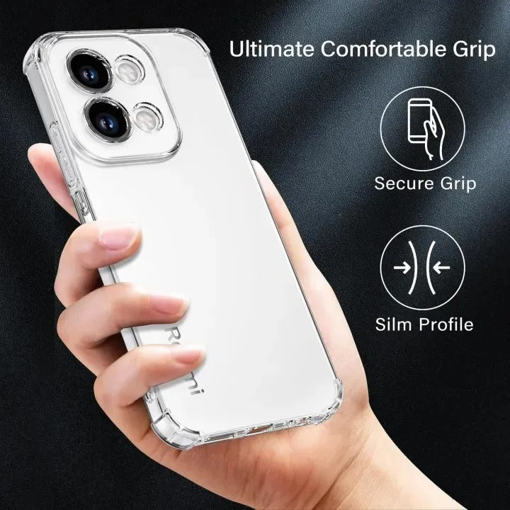 Bumper Back cover REDMI 15C Transparent with Camera protection soft jelly material Original Product Front View