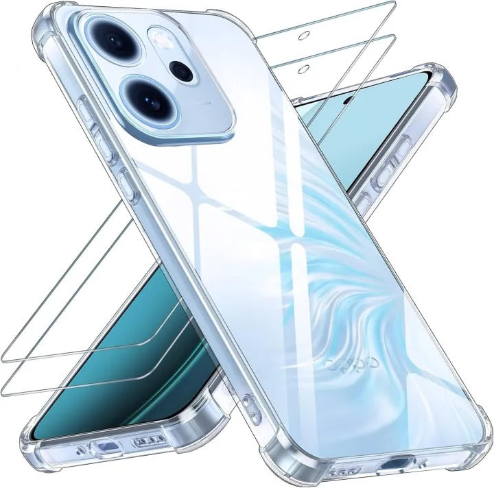Bumper Back cover OPPO RENO 14F Transparent with Camera protection soft jelly material Original Product Front View