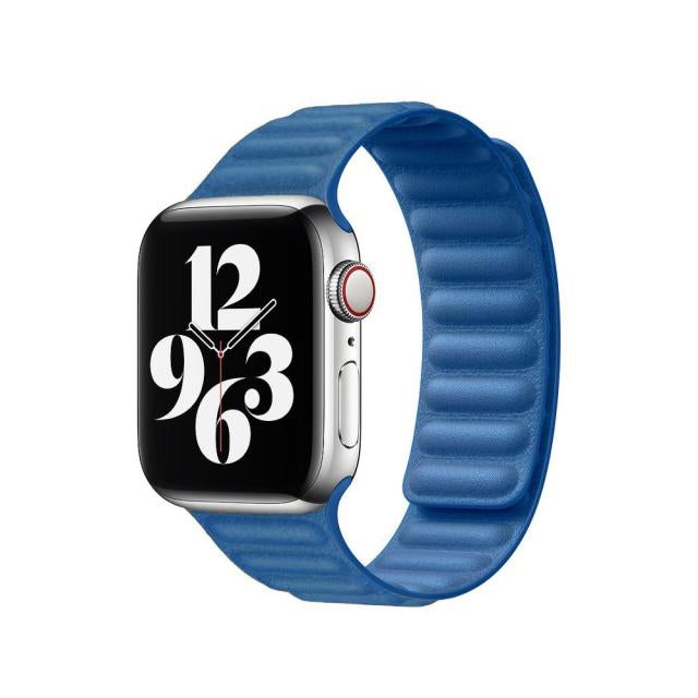 Series 6 42mm/44mm/45mm Leather Magnetic Strap For Apple Watch - Sky Blue Original Product Front View - OnlineExpo.pk