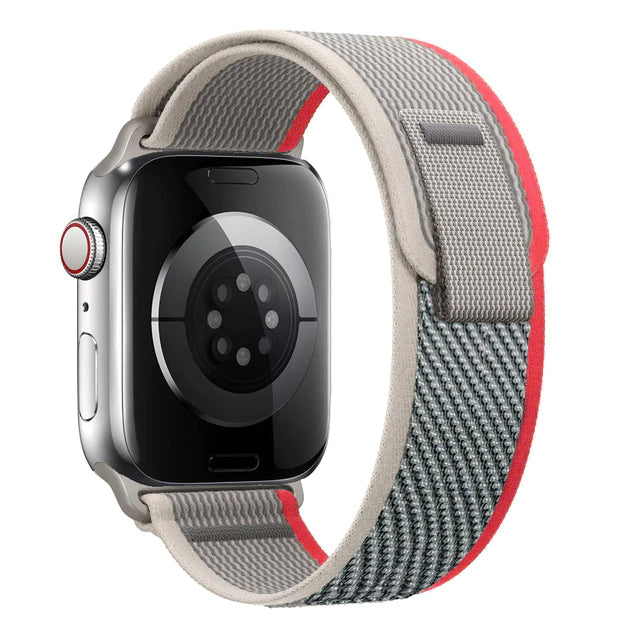 44mm-45mm-49mm Trail Loop Smartwatch Strap For Apple Watch - Red/Gray Original Product Front View - OnlineExpo.pk