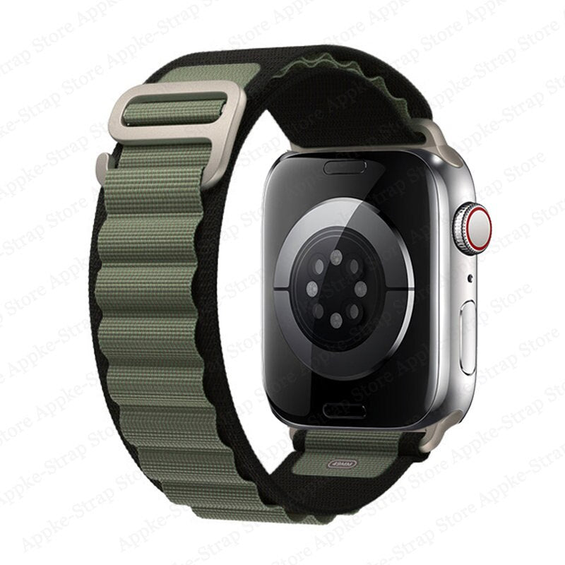44mm-45mm-49mm Alpine Loop Smartwatch Strap For Apple Watch - Black-Green Original Product Front View - OnlineExpo.pk