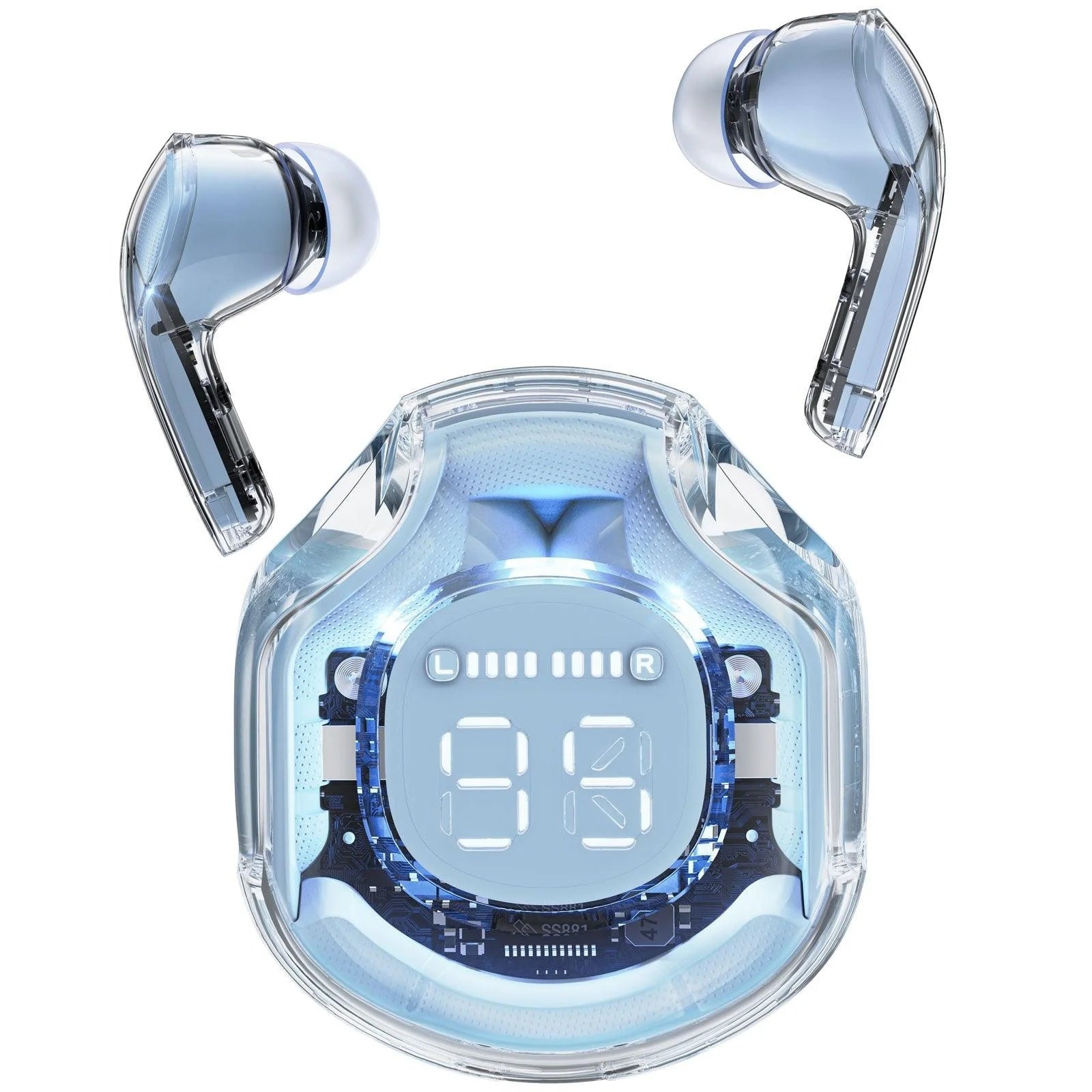 Ultrapods Pro True Wireless Earbuds with Display Transparent Design, Bluetooth 5.3 Water Proof - Blue Original Product Front