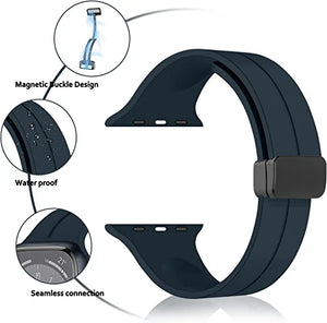 42mm-44mm-45mm-49mm Apple Watch Band Magnetic Band D-buckle Silicone Sport Strap Replacement Wrist Band for Apple Series