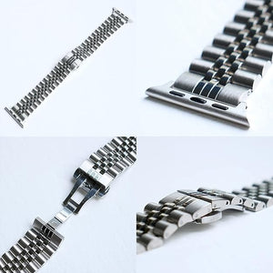 42mm-44mm-45mm Apple Watch Stainless Steel Chain Strap with Folding Clasp - Black View 5 - OnlineExpo.pk