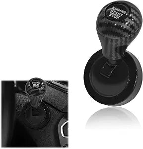 Metal Carbon Fiber Push Start Stop Button Cover Lever Original Product Front View - OnlineExpo.pk