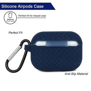 Airpods Pro 2022 / 2019 Woven Pattern Silicone Soft Case - Navy Blue View 3 - OnlineExpo.pk