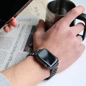 42mm-44mm-45mm Apple Watch Stainless Steel Chain Strap with Folding Clasp - Black View 4 - OnlineExpo.pk