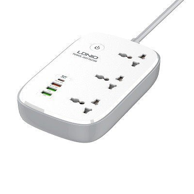 LDNIO SCW3451 3 AC Outlets Wi-Fi Smart Power Strip - White Original Product Front View - OnlineExpo.pk