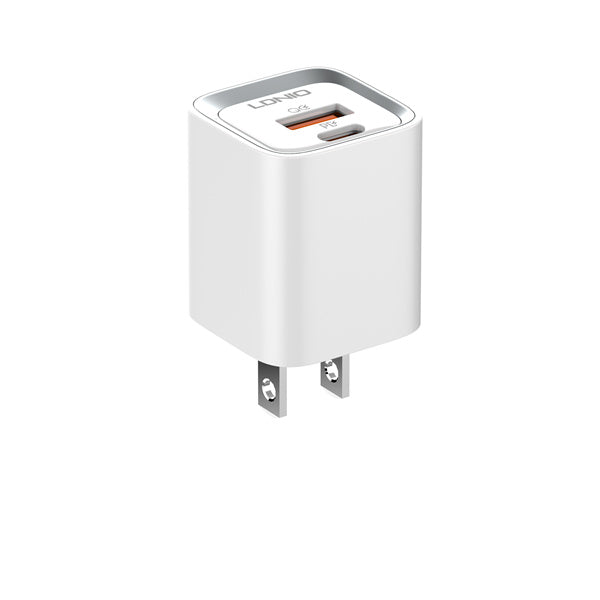 LDNIO A2318C 20W PD+QC Fast Charger with Cable - White Original Product Front View - OnlineExpo.pk