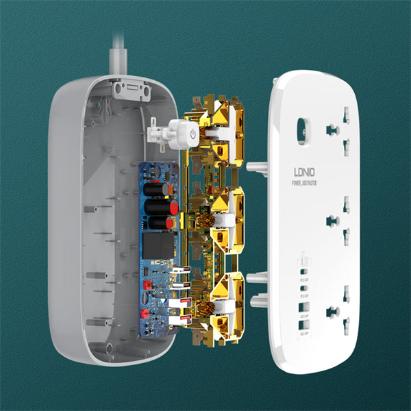 LDNIO SC3416 65W GaN Power Strip with USB PD 3 AC Outlets Surge Protector View 5 - OnlineExpo.pk