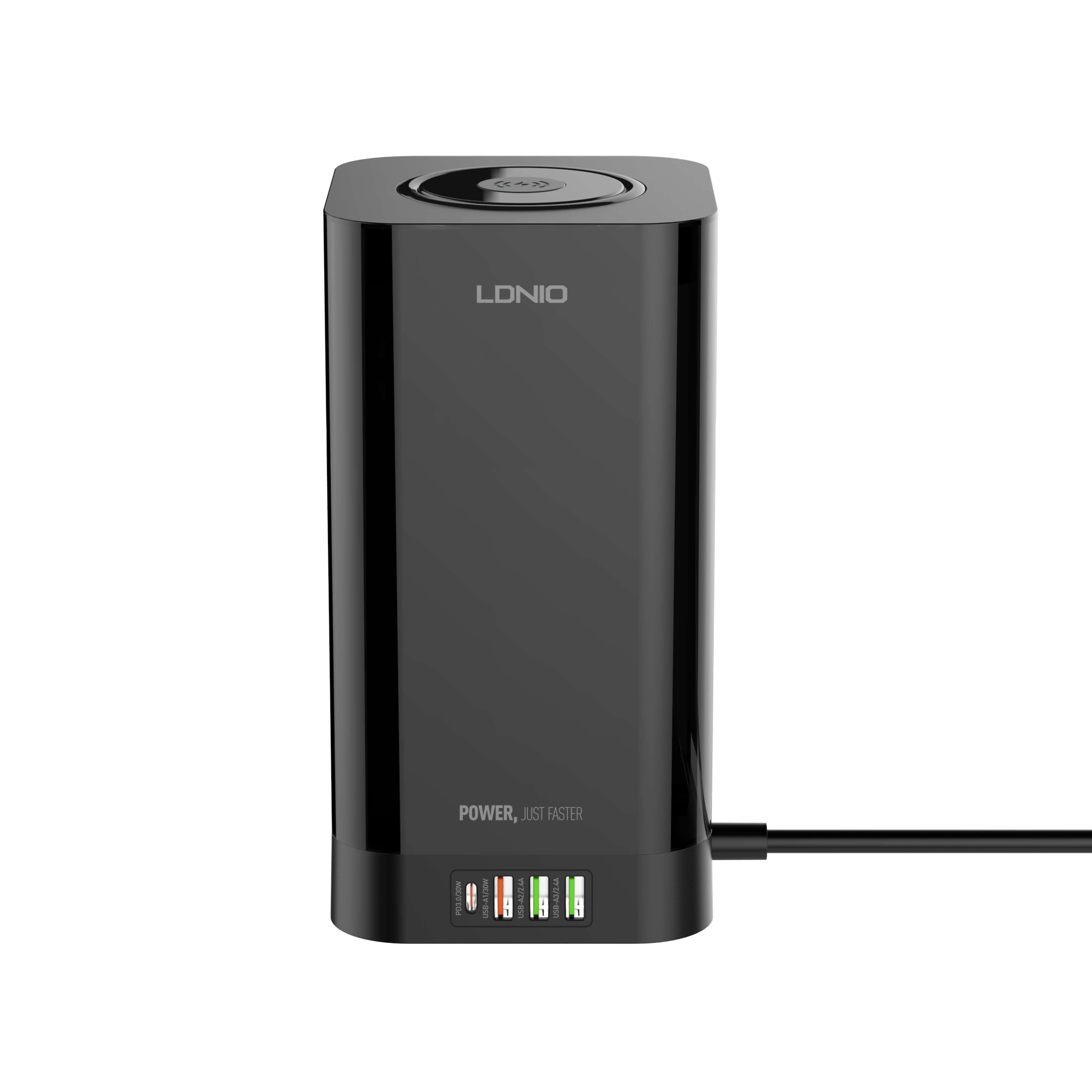 LDNIO SKW4485 4 AC Tower Extension Power Socket with 30W PD, QC3.0 & 15W Wireless Charging View 4 - OnlineExpo.pk