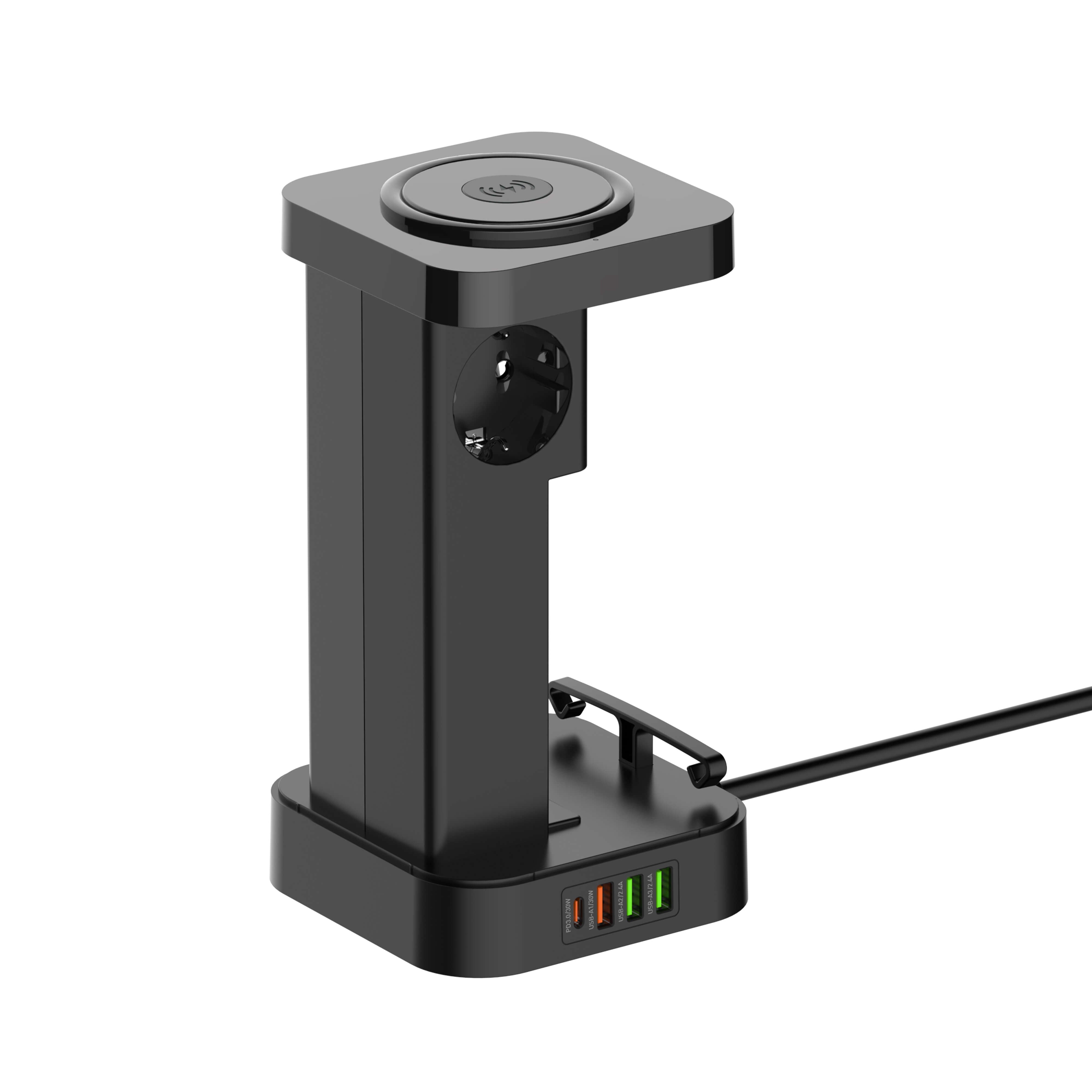 LDNIO SKW4485 4 AC Tower Extension Power Socket with 30W PD, QC3.0 & 15W Wireless Charging View 3 - OnlineExpo.pk