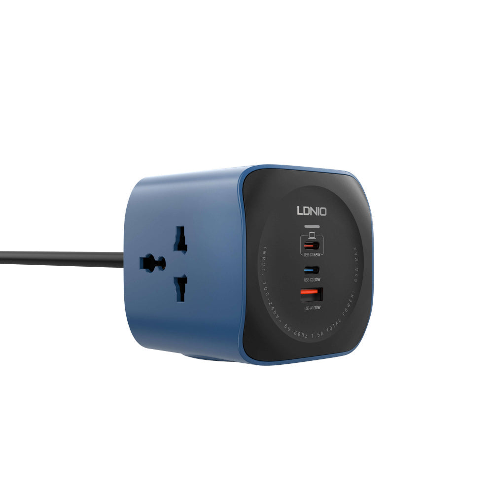 LDNIO SC3319 65W Fast Charging Desktop Charging Station - 3 AC Outlets, 2 USB-C, 1 USB-A View 2 - OnlineExpo.pk