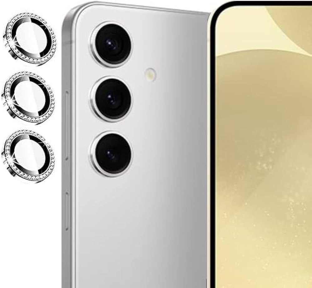 Camera protector Diamond Camera Lens Protector for Samsung A16 Silver Black Original Product Front View - OnlineExpo.pk