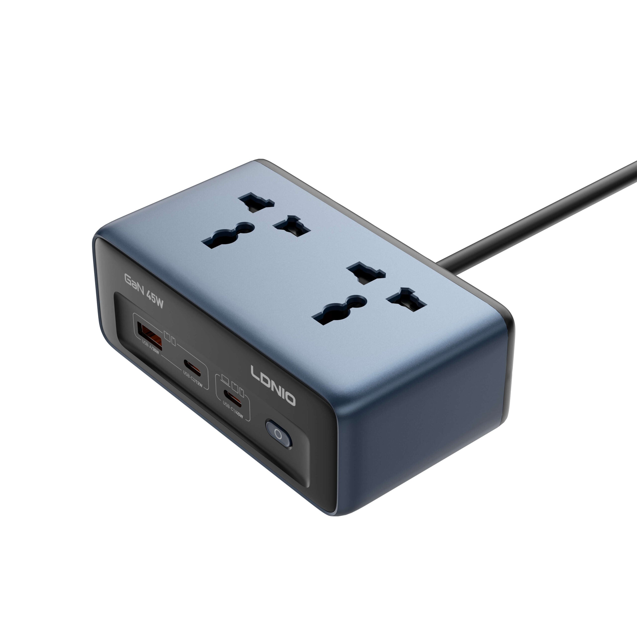 Ldnio SC1 45W Gan Universal Socket Desktop Power Strip Adapter - Fast Charging Multi-Port Extension Original Product Front