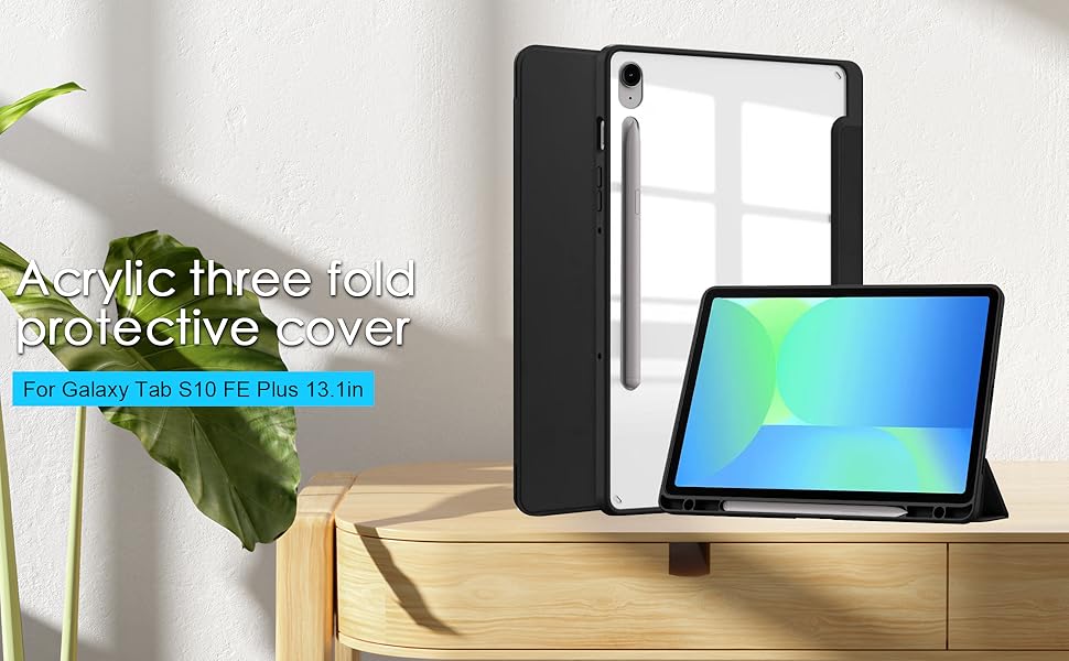 Evo Clear Folio Tablet Case for Samsung S10 Fe+ 13.1 inch Smart case with pen holder space for S10 FE Plus 13.1 Inch View 3 - OnlineExpo.pk