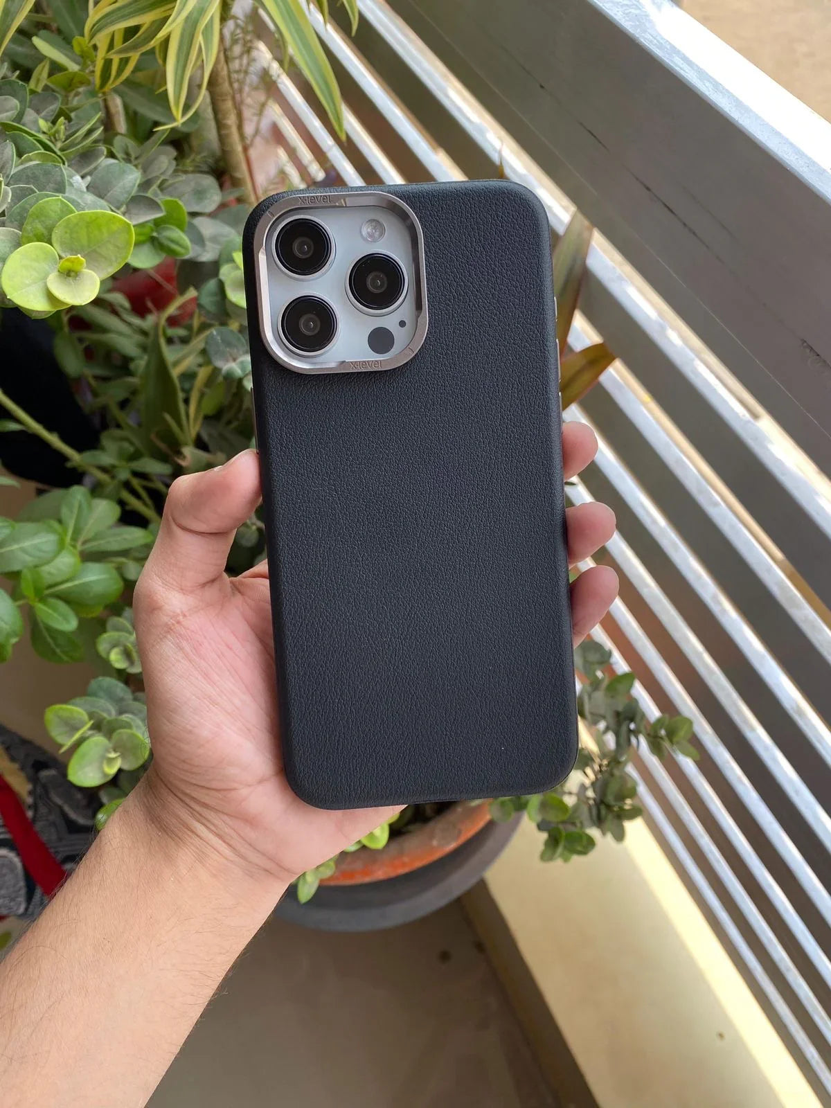 iPhone 16 Pro / 16 Pro Max X-Level Skin Feel Leather Case - Black Original Product Front View - OnlineExpo.pk