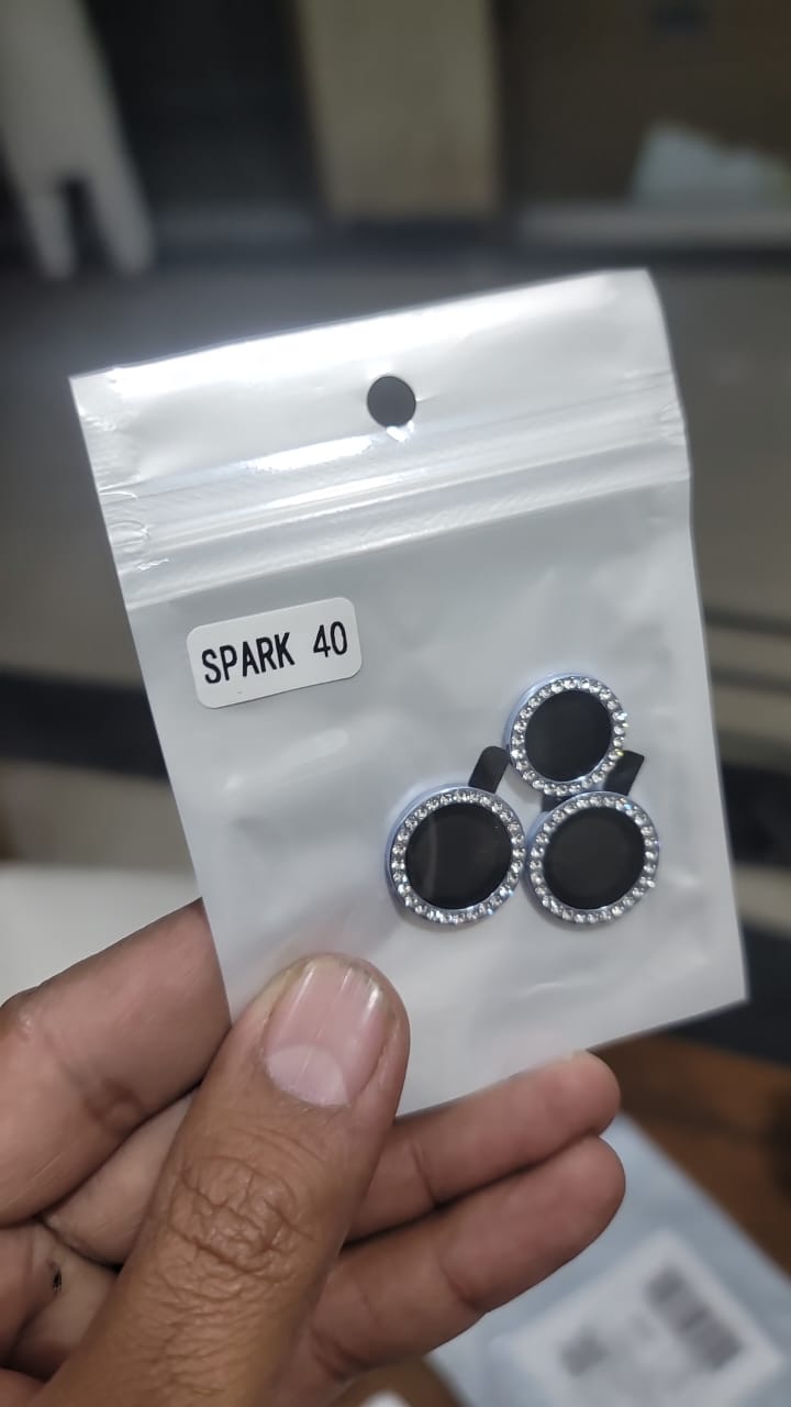 Camera protector Diamond Camera Lens Protector for Tecno Spark 40 Silver Blue View 3 - OnlineExpo.pk