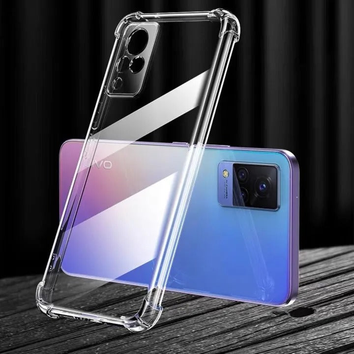 Bumper Back cover VIVO V21E Transparent with Camera protection soft jelly material Original Product Front View