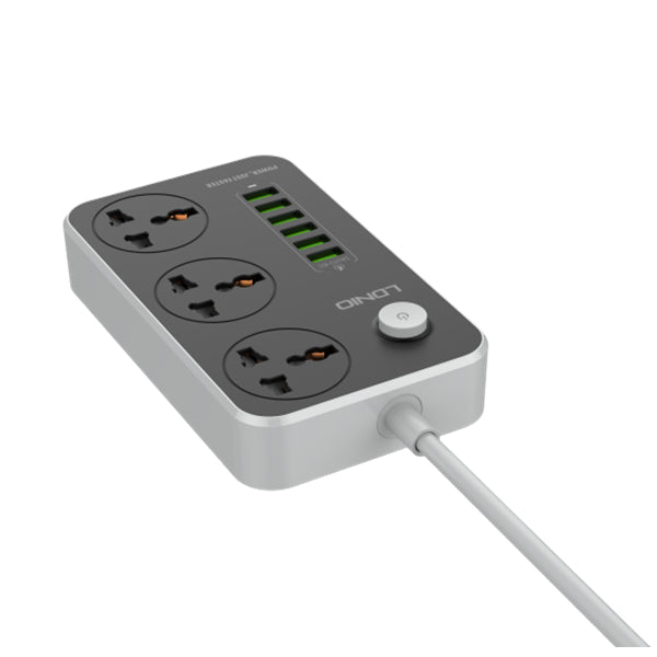 LDNIO SC3604 3 Port + 6 USB Universal Power Socket - Black View 5 - OnlineExpo.pk
