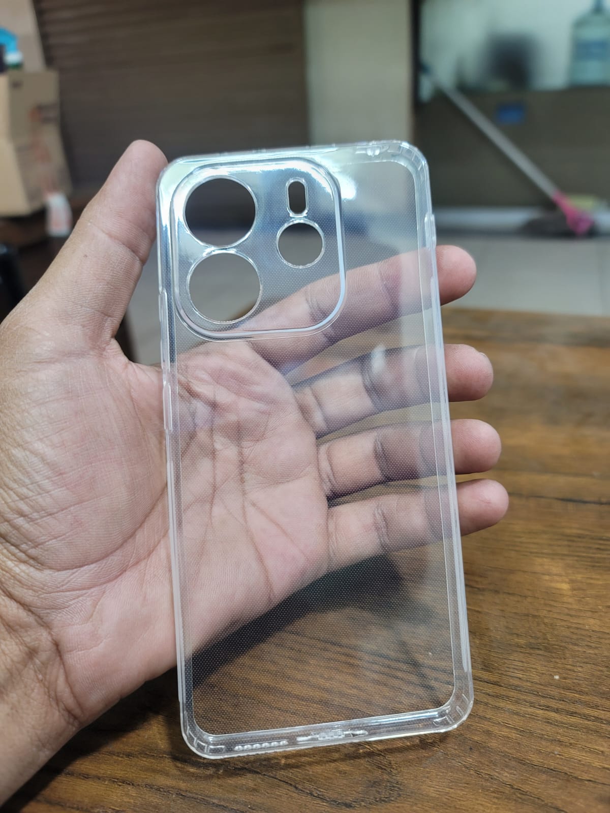 Soft TPU Back cover for Redmi Note 14 4G Transparent with Camera protection Dust Proof Cap without edges Original Product Front View - OnlineExpo.pk