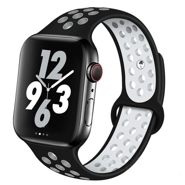 42mm 44mm 45mm 49mm Nike Sports Straps Apple Smart Watch - White Black Original Product Front View - OnlineExpo.pk