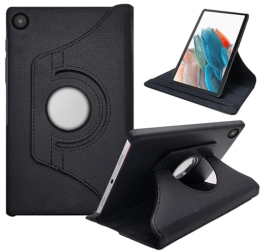 Samsung Tab 360 Degree Rotating Leather Case Cover For A9/A9 Plus A8/A7/A7 lite/S5e/S4/S3 - Black Original Product Front