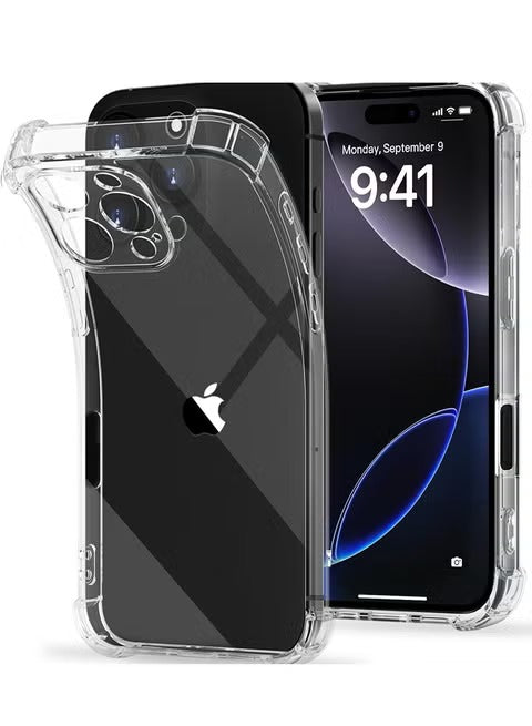 Bumper Back cover 16 Pro Max Transparent with Camera protection soft jelly material Original Product Front View