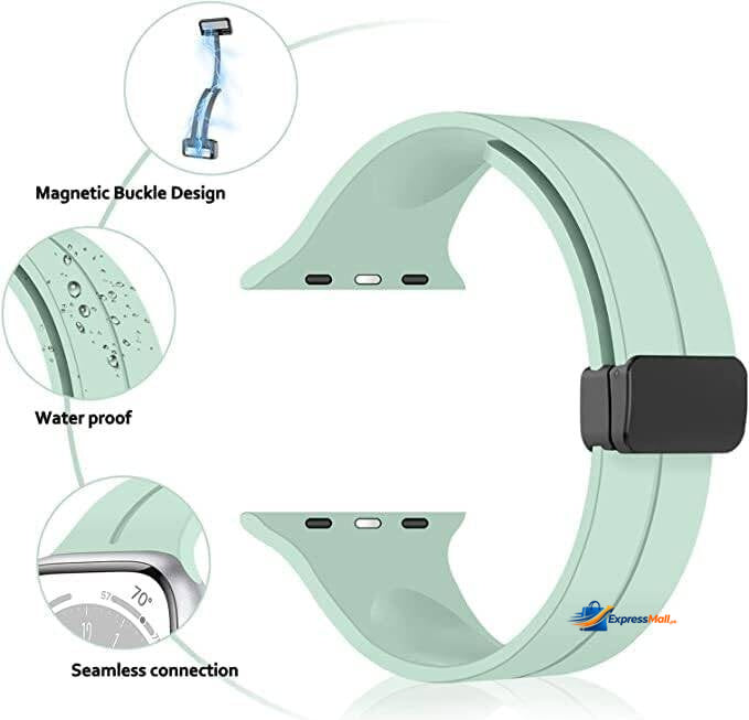 Apple Watch Magnetic D-Buckle Silicone Sport Band – 42mm/44mm/45mm/49mm (Series 1–11, SE &amp; Ultra) View 17 - OnlineExpo.pk