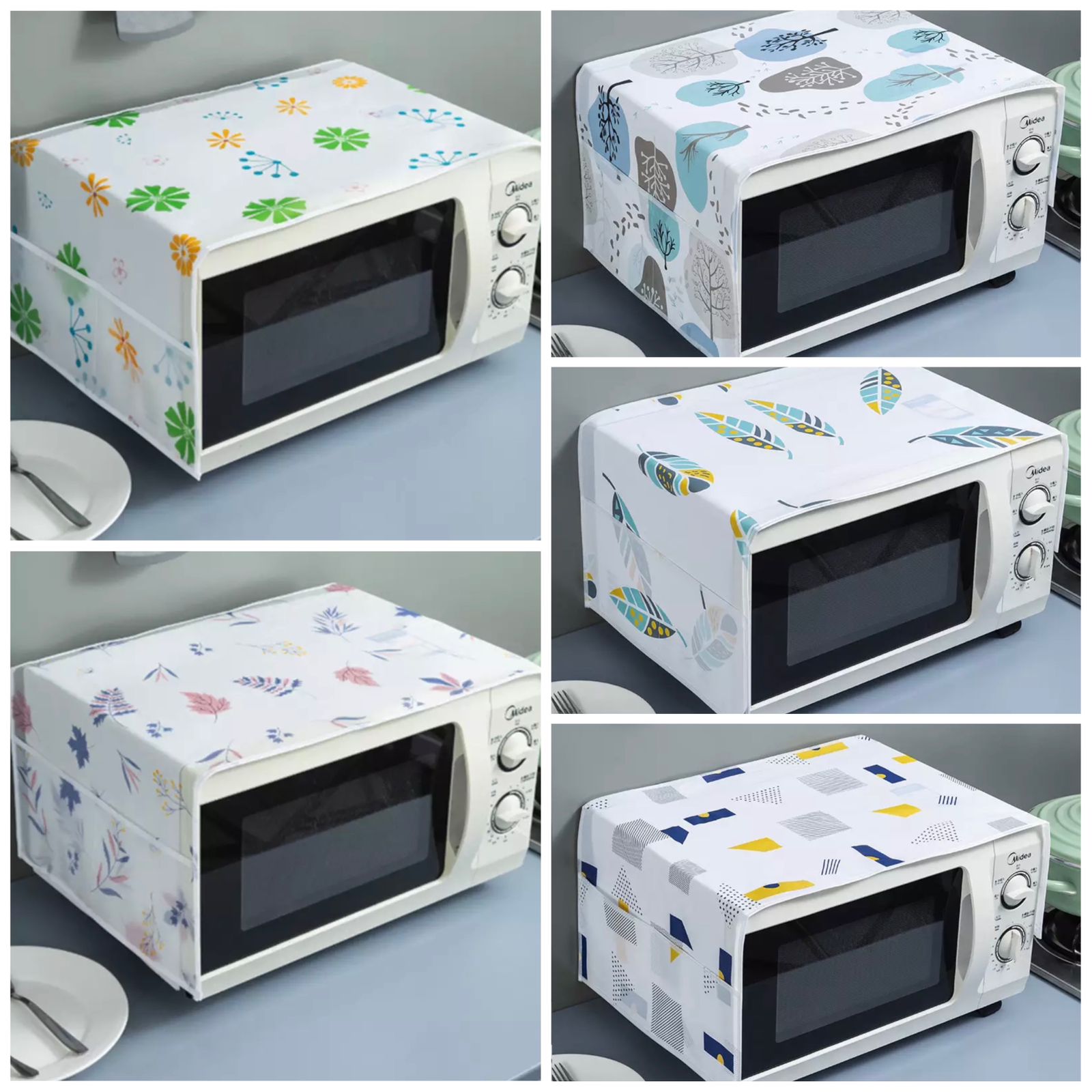 Microwave Oven Cover with 2 Pouch Dustproof Cloth Cover Microwave Oven Set – 1 Pcs (Assorted Colour and Design) Original