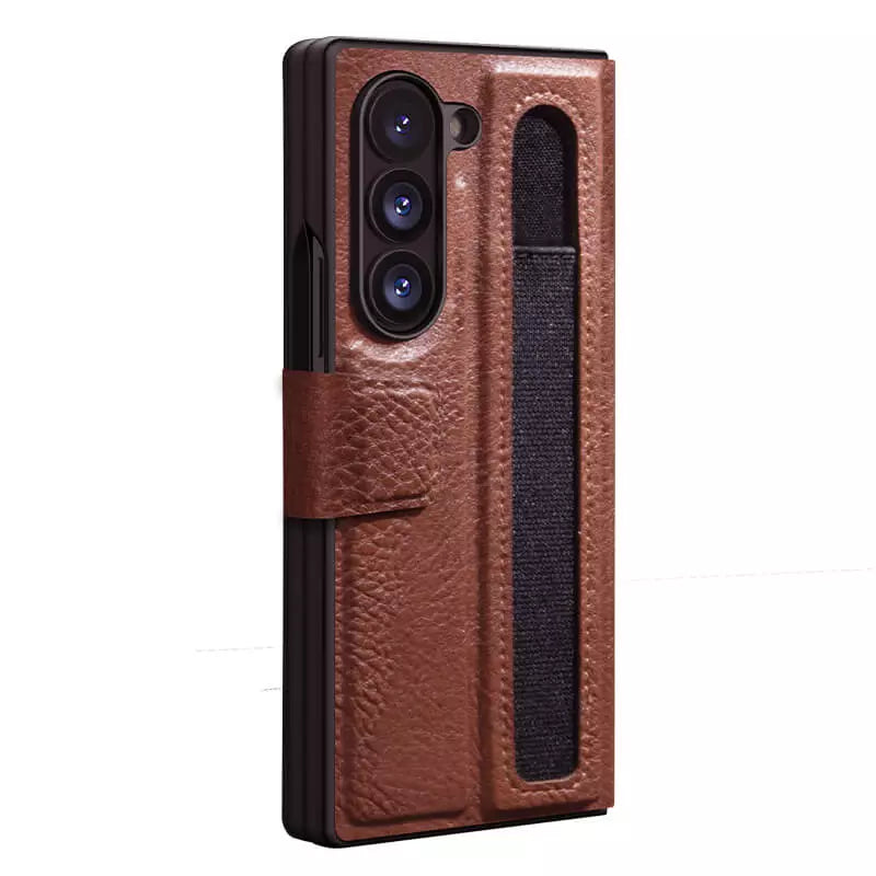 Samsung Galaxy Z Fold 6/7 Nillkin Aoge Leather Cover Case Brown Original Product Front View - OnlineExpo.pk