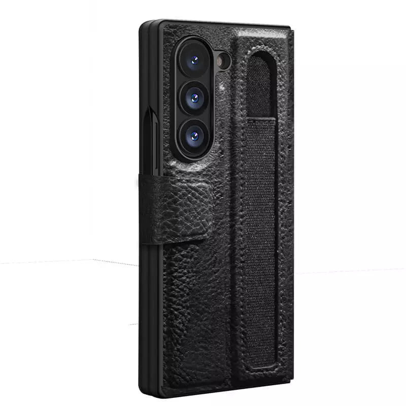 Samsung Galaxy Z Fold 6/7 Nillkin Aoge Leather Cover Case Black Original Product Front View - OnlineExpo.pk