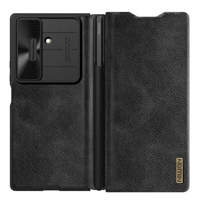 Samsung Galaxy Z Fold 7 Nillkin Qin Pro Leather case (S-PEN version) Black Original Product Front View - OnlineExpo.pk