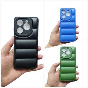 Down Jacket 3D Puffer Case Phone Cover for Infinix Smart 8 Tecno Spark Go 2024 Spark 20 Spark 20c Infinix Hot 40i Pop 8 Back cover Original Product Front View - OnlineExpo.pk