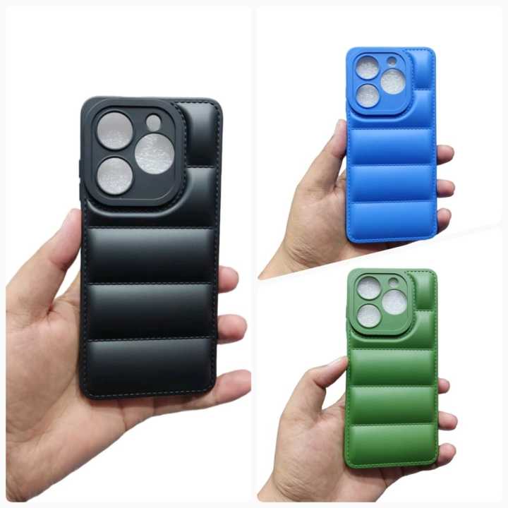 Down Jacket 3D Puffer Case Phone Cover for Infinix Smart 8 Tecno Spark Go 2024 Spark 20 Spark 20c Infinix Hot 40i Pop 8 Back cover Original Product Front View - OnlineExpo.pk