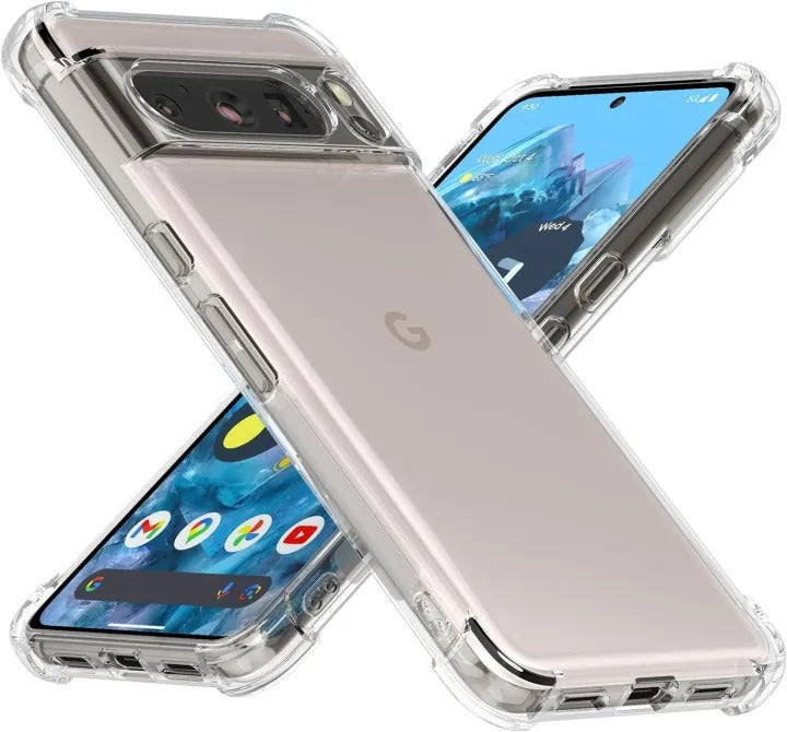 Bumper Back cover PIXEL 8 PRO Transparent with Camera protection soft jelly material Original Product Front View