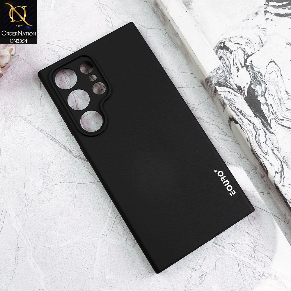 Black Eouro Soft Silicone Back Cover for Samsung s24 ultra Original Product Front View - OnlineExpo.pk