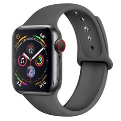 Apple Watch 42mm-44mm-45mm Premium Silicon Rubber Strap - Charcoal Black Original Product Front View - OnlineExpo.pk