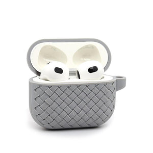 Airpods Pro 2022 / 2019 Woven Pattern Silicone Soft Case - Grey View 3 - OnlineExpo.pk