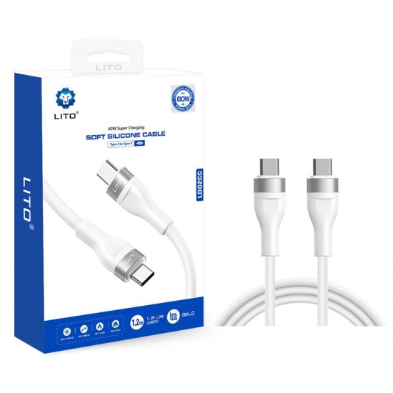 LITO LD02CC 60W Liquid Silicone Type-C to Type-C Cable | Fast Charging USB-C to USB-C Cable – LITO Original Product Front