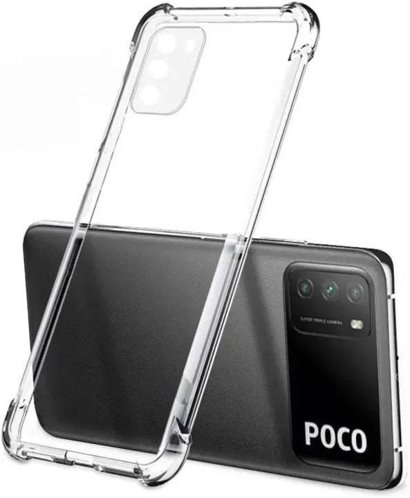 Bumper Back cover REDMI POCO M3 Transparent with Camera protection soft jelly material Original Product Front View