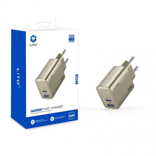 LITO LC04 GaN 36W Fast Charger | GaN Fast PD Charger – LITO Original Product Front View - OnlineExpo.pk