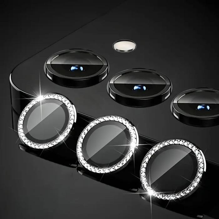 Camera protector Diamond Camera Lens Protector for Samsung A15 Samsung A54 Silver Black Original Product Front View