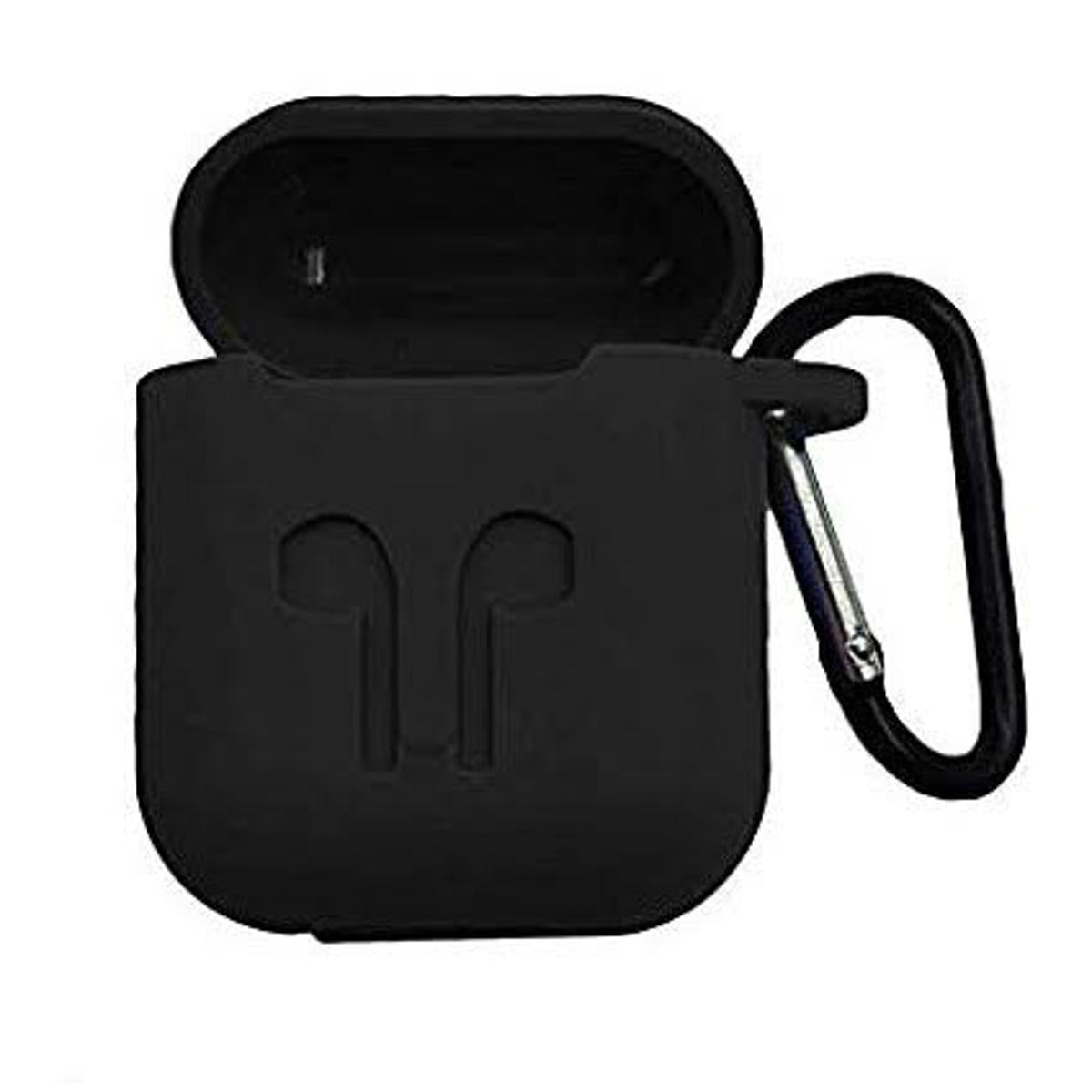 Soft Cover for air pods 1 air pods 2 With Hanging Ring Black Original Product Front View - OnlineExpo.pk