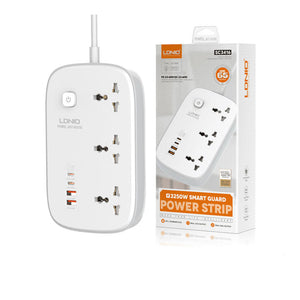 LDNIO SC3416 65W GaN Power Strip with USB PD 3 AC Outlets Surge Protector Original Product Front View - OnlineExpo.pk