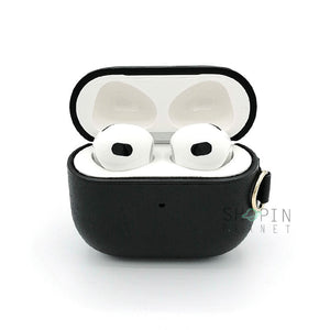 Airpods 3 Leather Case With Belt Clip - Black Original Product Front View - OnlineExpo.pk