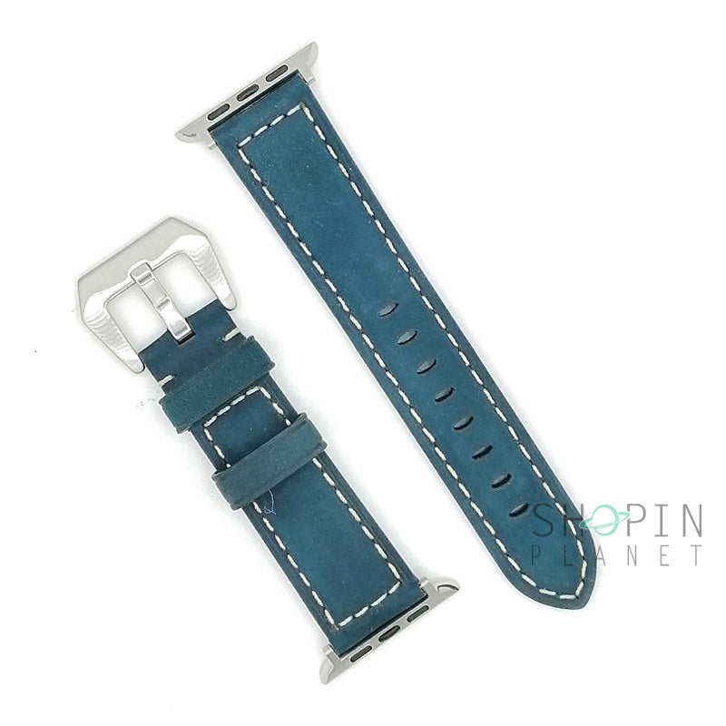 Apple watch 42/44mm - 22mm For Samsung Smartwatch Leather Strap - Sea Green Original Product Front View - OnlineExpo.pk