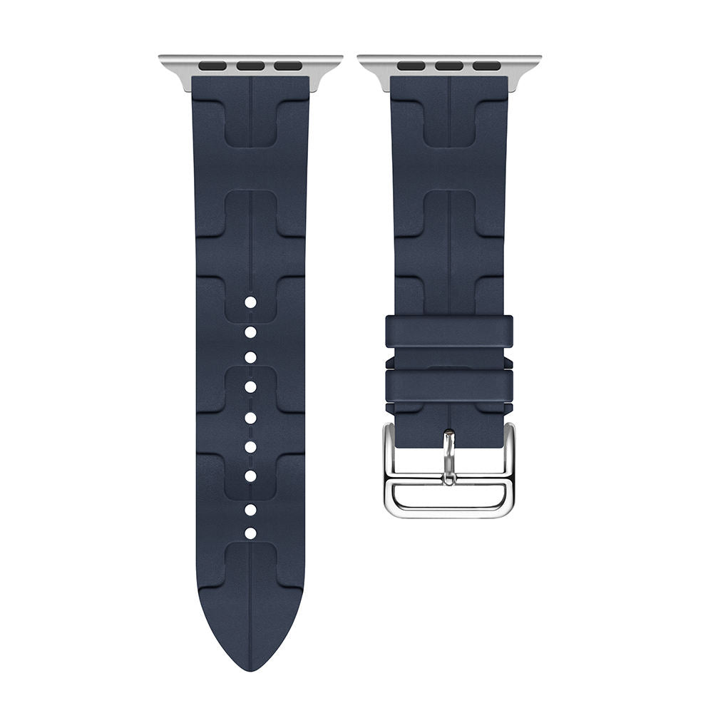 42mm/44mm/45mm/49mm Silicone Texture Straps For Smart Watch - Navy Blue Original Product Front View - OnlineExpo.pk
