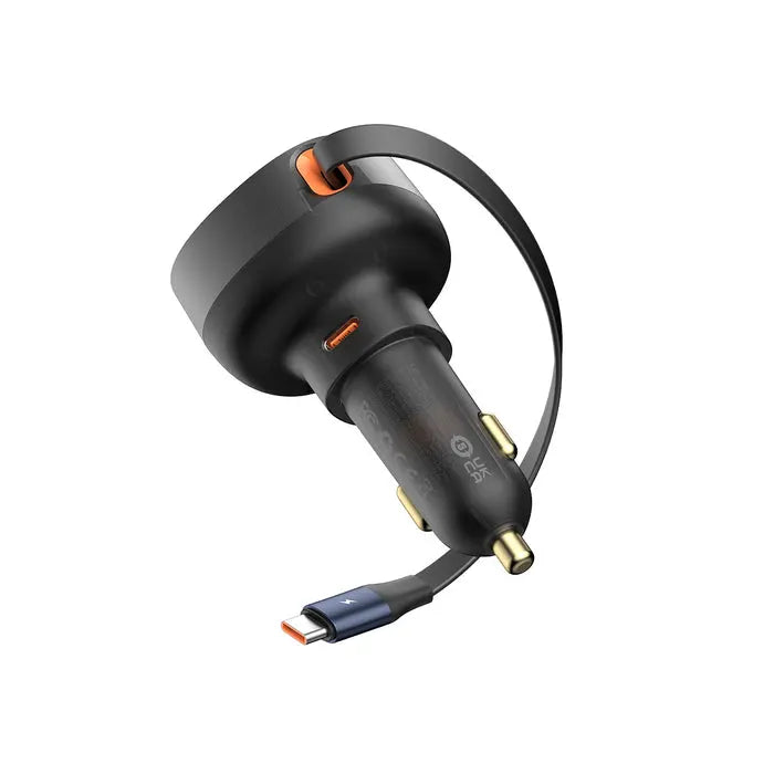 Baseus 60W Enjoyment Pro Retractable USB-C Car Charger Original Product Front View - OnlineExpo.pk