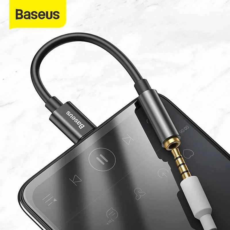 Baseus Type-C Male to 3.5mm Female Adapter L54 - Black Original Product Front View - OnlineExpo.pk